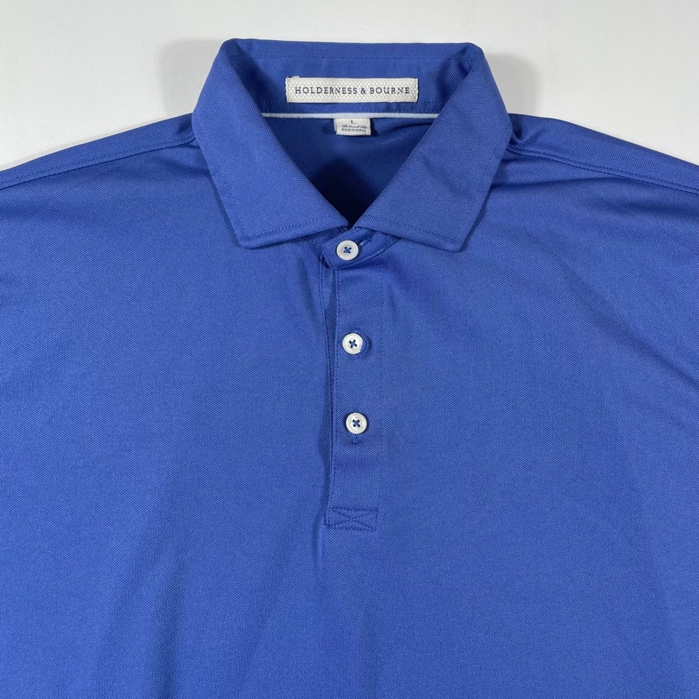 Holderness & Bourne Polo Shirt Mens Large Tailored Fit Performance Blue